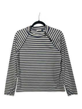 Cabana Life Swim Top Women’s Large Navy Stripe Zipper Rashguard